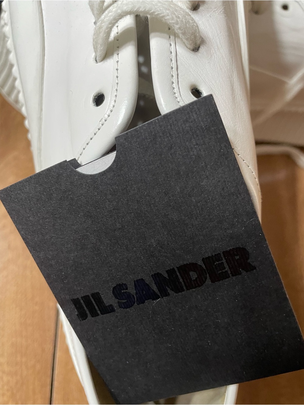 Jil Sander White Ribbed Platform Leather Sneakers - Picture 7 of 13
